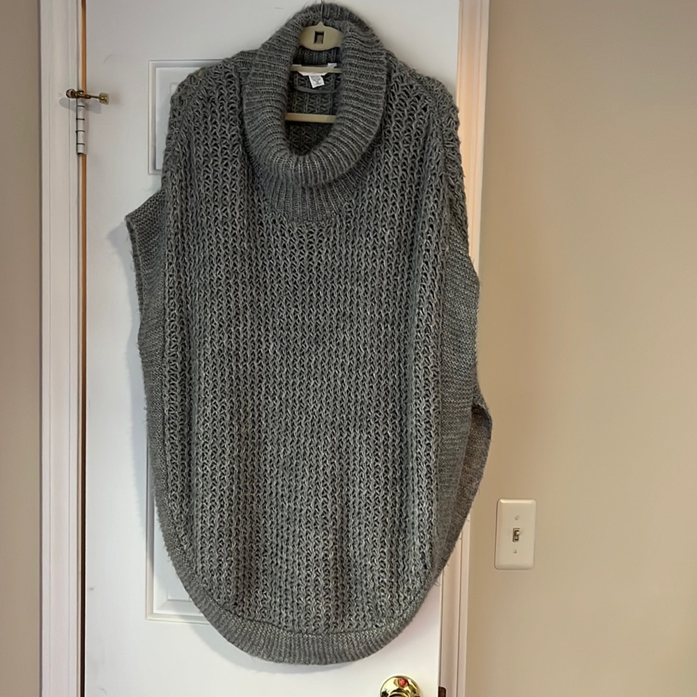 LC Lauren Conrad Gray Turtleneck Poncho Sweater